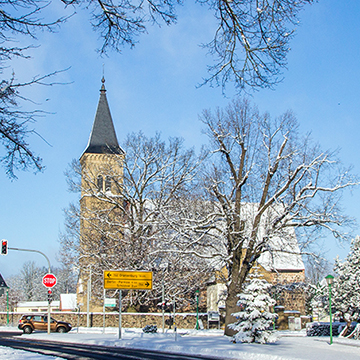 Kirche Schönfließ im Schnee